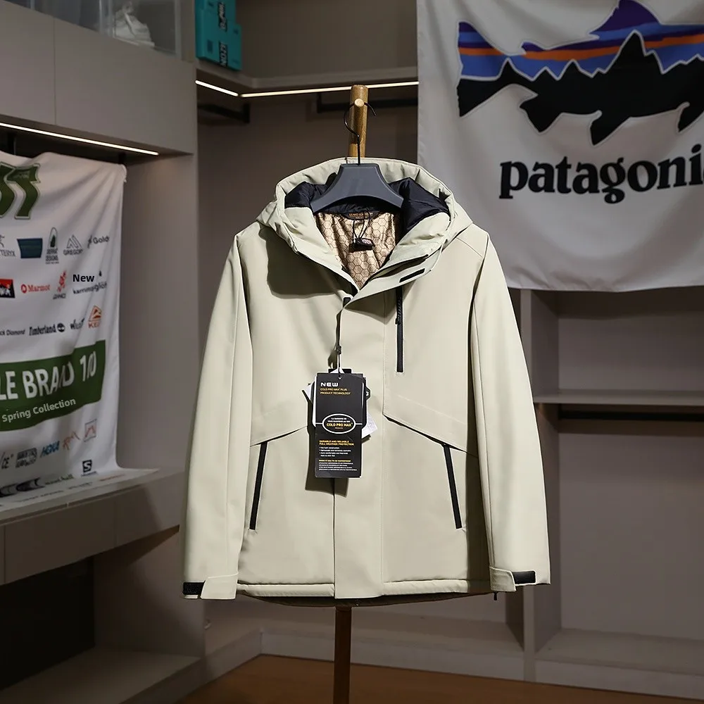 

Italy Luxury aphene Technology P Cotton Men's Waterproof Windproof Hooded Cotton Jaet Faion Urban Sle Thiened Long ...