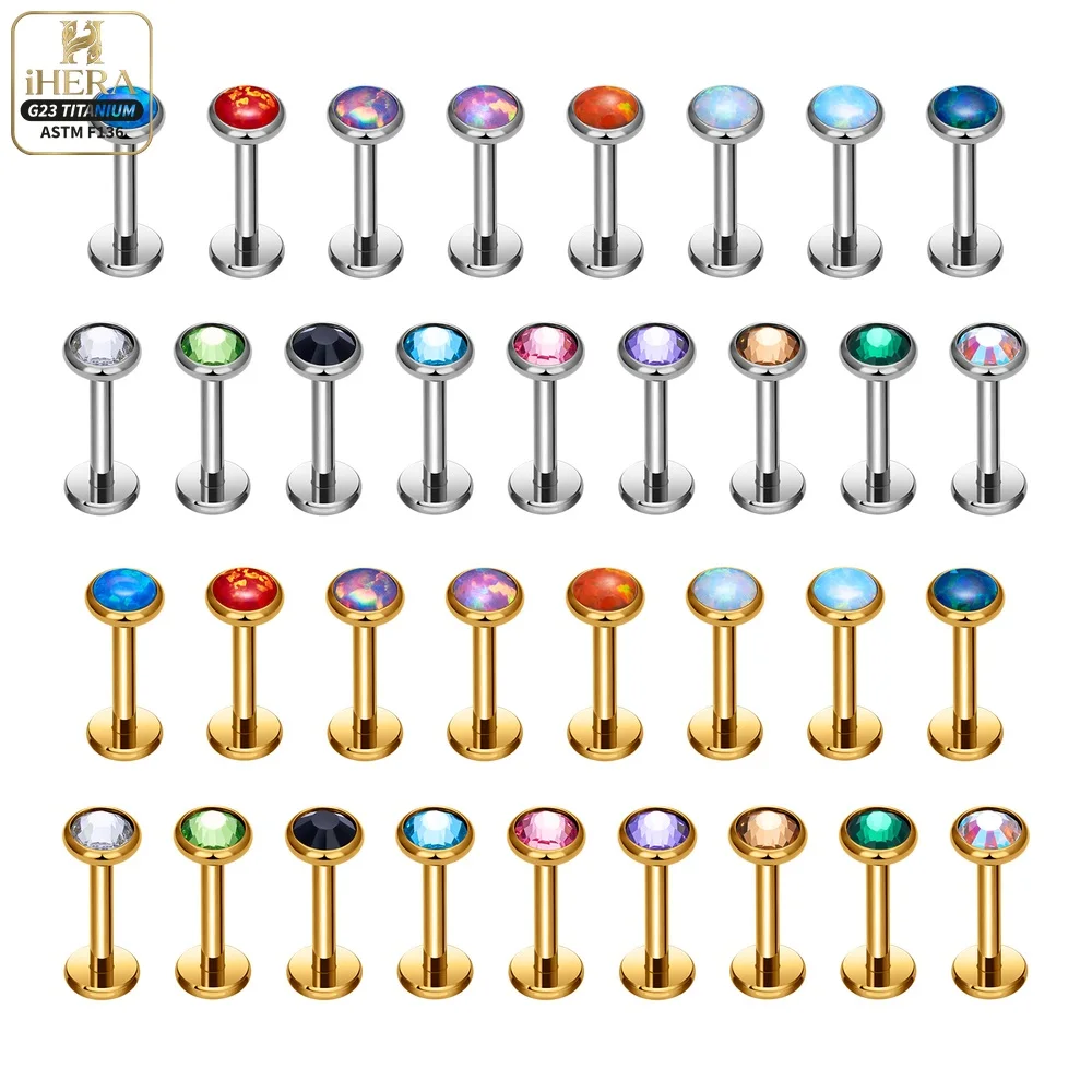 ASTM F136 Titanium Sparkly Round CZ Labret Stud Internal Thread Lip Tragus Helix Piercing Jewelry Wholesale Lot 1/10pcs