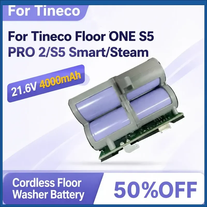 21.6V 4000mAh Cordless Floor Washer Battery For Tineco Floor ONE S5 PRO 2/S5 Smart/Steam Lithium Ion Battery