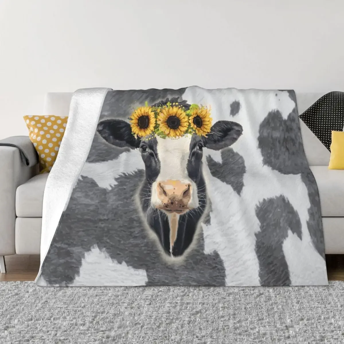 

Milk Cow Crown Throw Blanket Sofa manga Blankets