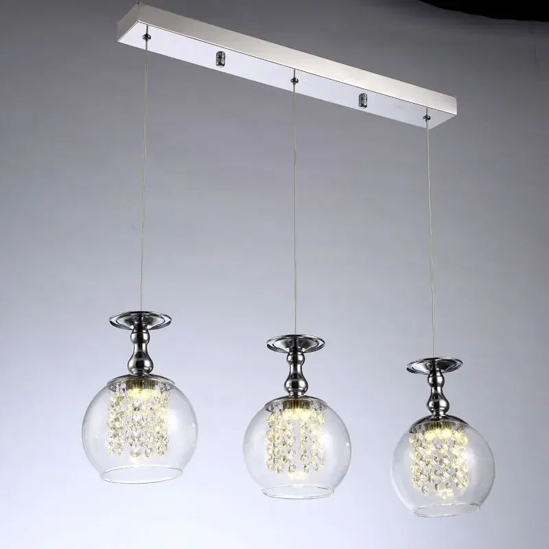 

Luxury Modern Led Pendant Light Fixtures Crystal Glass Lampshade Hanging Lamp Dinning Room Kitchen Decor Home Lighting Metal