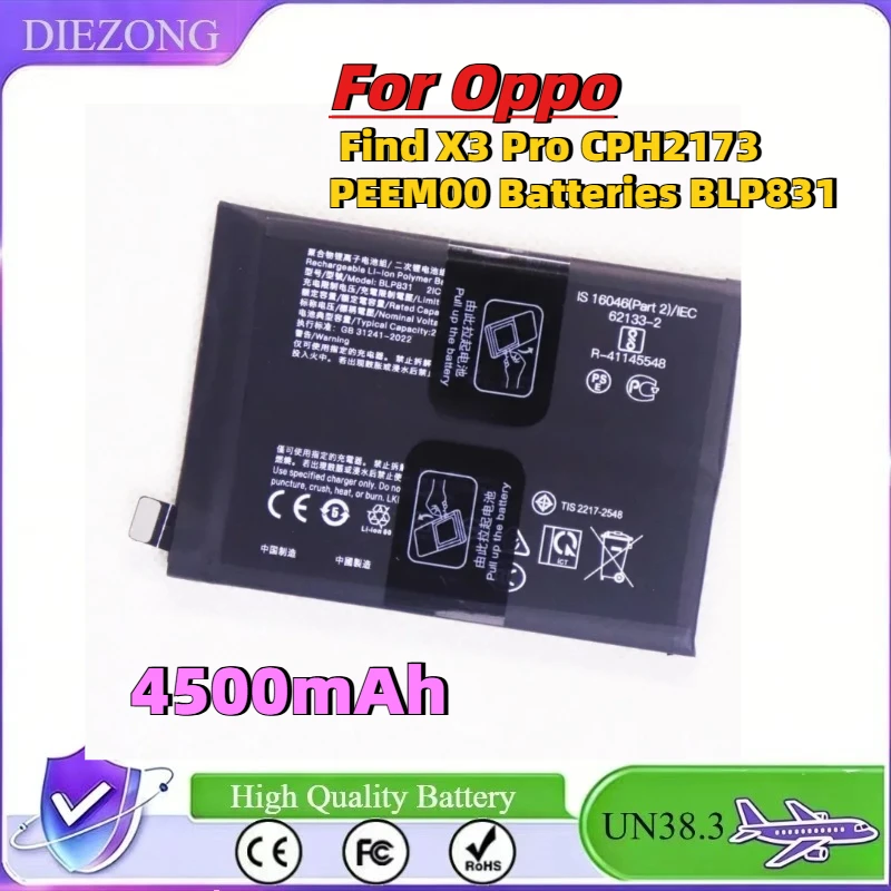 in stock  For Oppo Find X3 Pro CPH2173 PEEM00 Batteries BLP831 High Quality Phone Replacement Battery 4500mAh