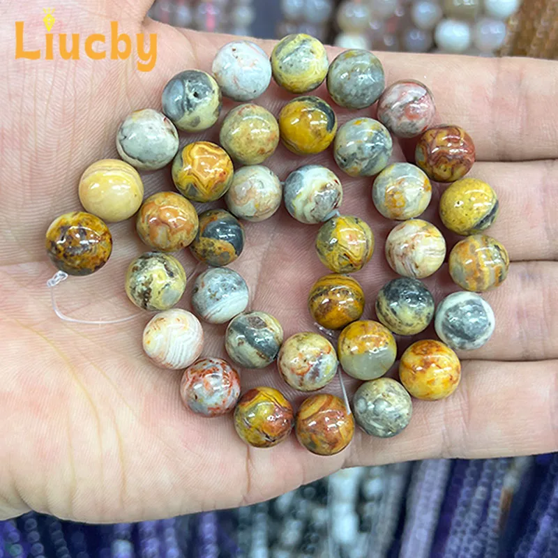 Natural stone Crazy yellow agate beads For Jewelry Making DIY Handstring Accessories Rings Bracelets 15" Wholesale 4/6/8/10/12mm view 6
