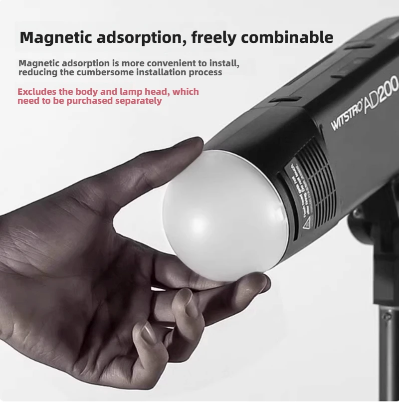 Universal Half Round Soft Light Dome AK-R11 for Godox V1 AD100pro Flash, Magnetic Flash Diffuser Photography Accessory