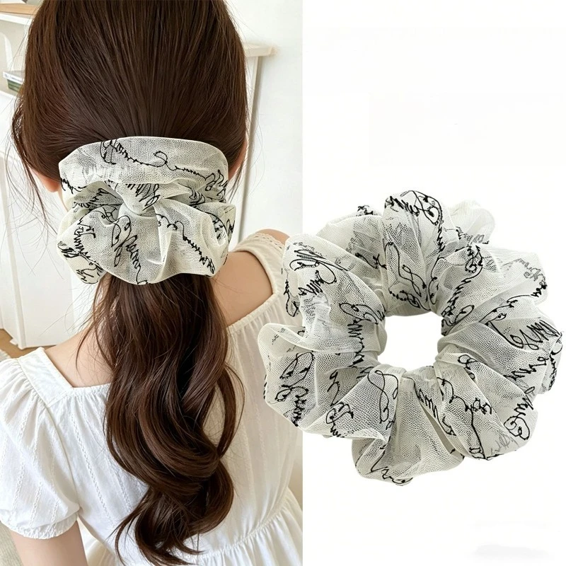 

Premium Mesh Letter Hair Tie for Women Ponytail Elastic High Quality Soft Non Slip for Messy Bun Korean Style Daily Accessories