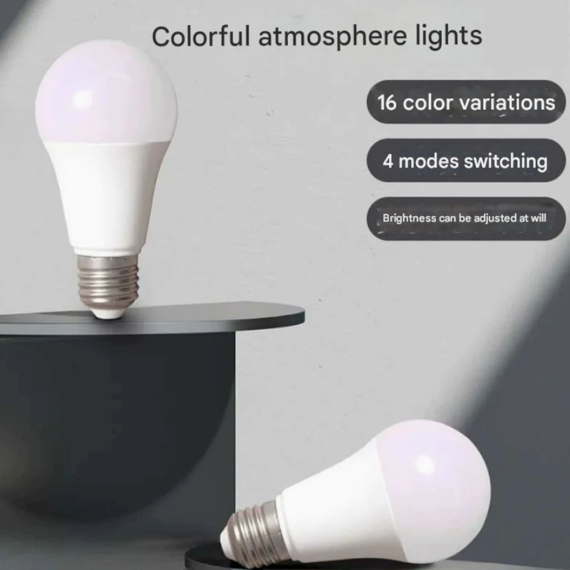 RGB ذكي للتحكم عن بعد الملونة يعتم لمبة e27 المسمار لمبة ملونة 16 لون ضوء الجو #2