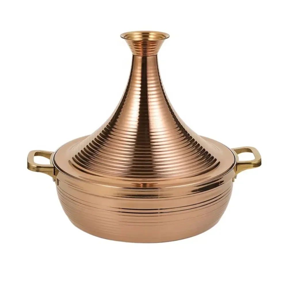 Stainless Steel Moroccan Tajine Pot with Induction Compatible Base for Versatile Cooking Needs