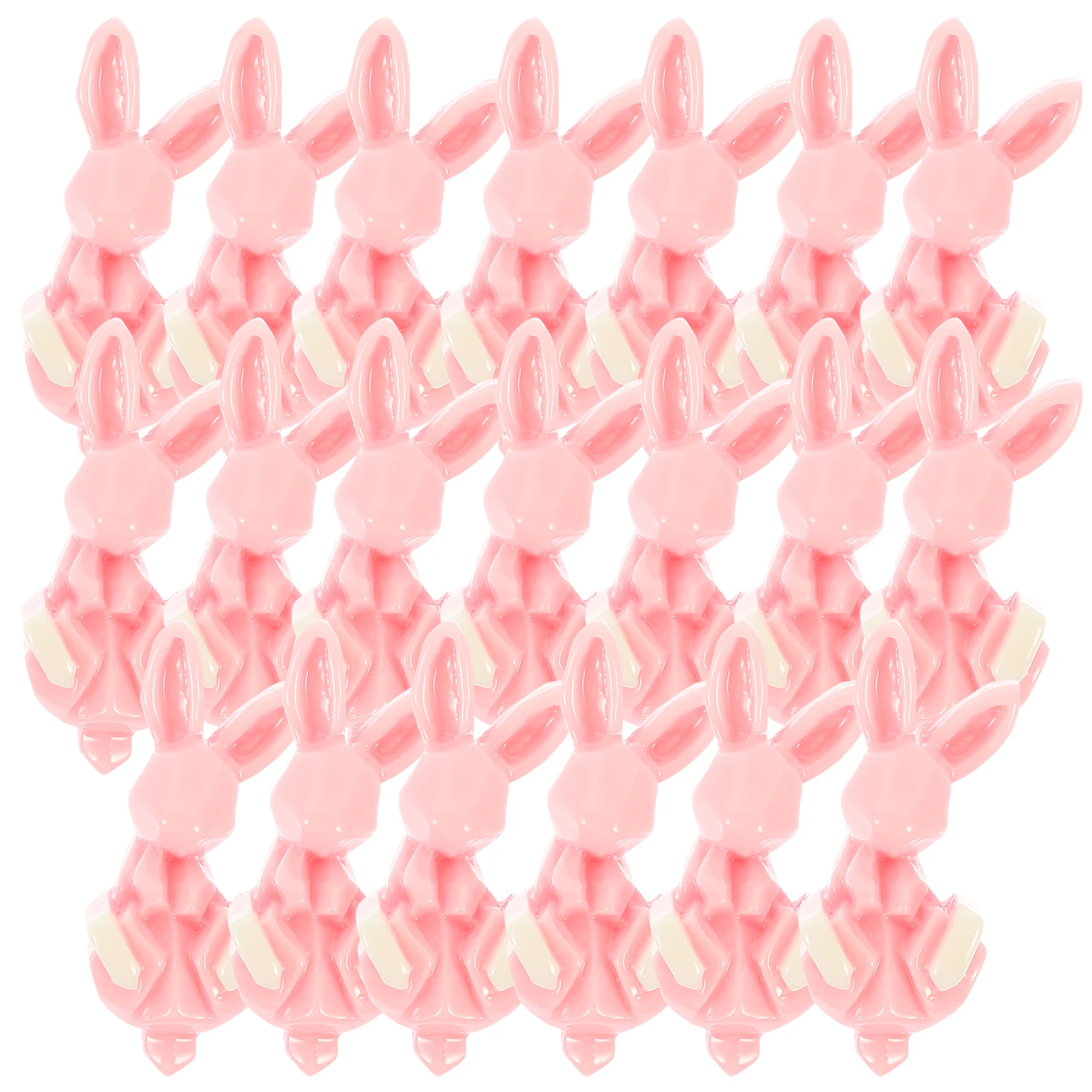 

20 Pcs Resin Flatback Charms Round Kawaii Bunny Decor Hair Accessories Material Pink Rabbit Earrings Craft Supplies Lightweight