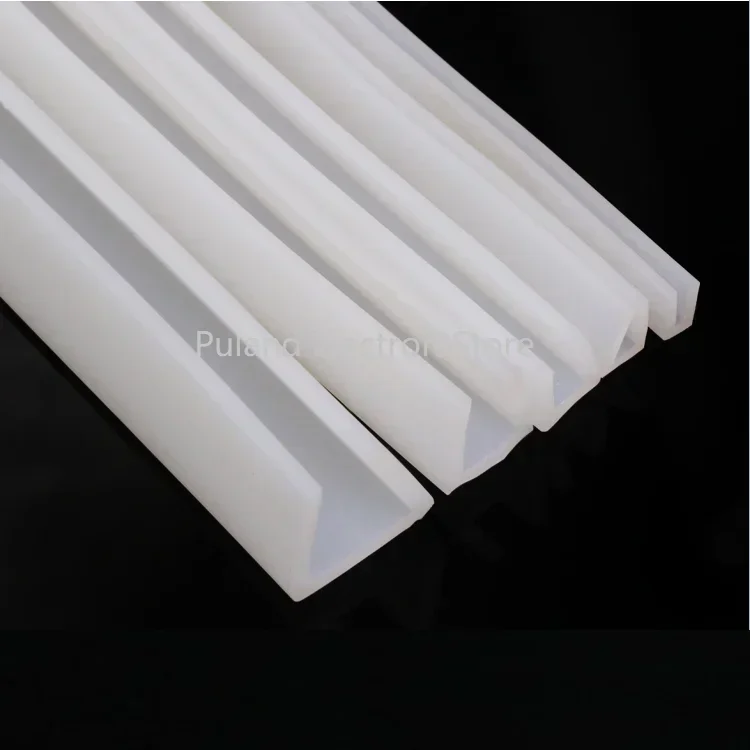 1M Silicone Rubber U Shape Seal Strip Solid Gasket White Soft Window Car Door Shower Frameless Glass Edge Weatherstrip Protect