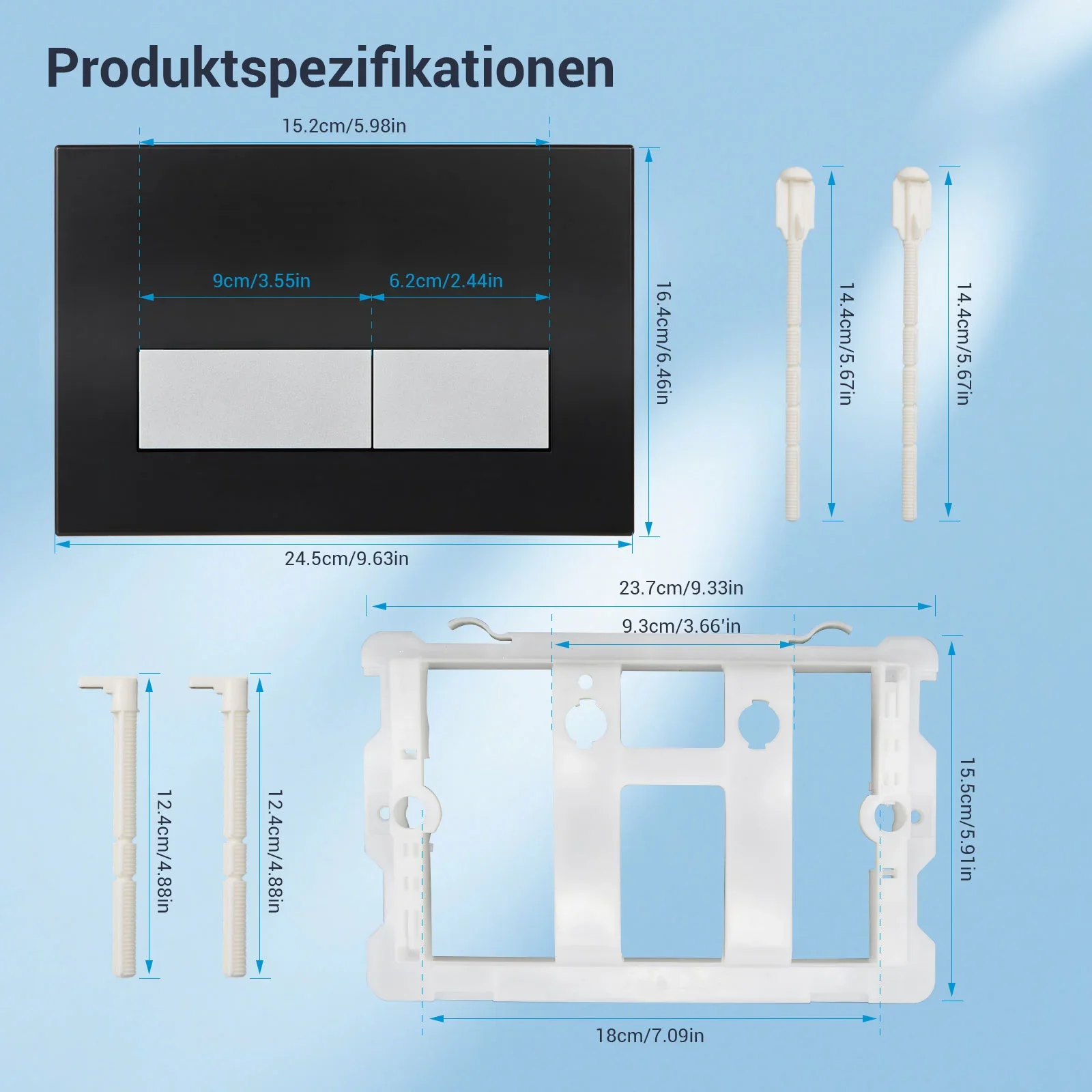 Dual Flush Button Plate Compatible with Geberit Sigma 20 01 30 UP300 & UP320 Series black Panel with Concealed Toilet Tank Parts