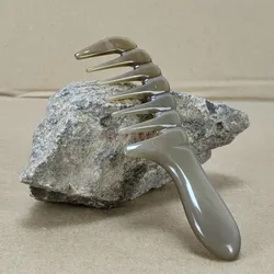 Natural white yak horn comb large-tooth comb thick-toothed wide-tooth curling comb perm comb head meridian massage comb large