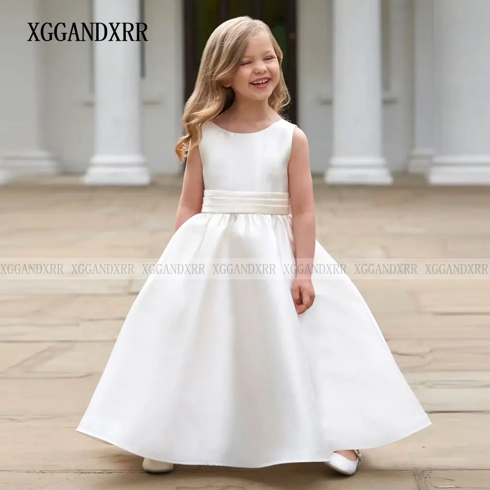 Elegant Flower Girl Dress 2025 White Mini Quinceanera Birthday Party Gown Wedding Formal Pageant Daughter Sister Princess