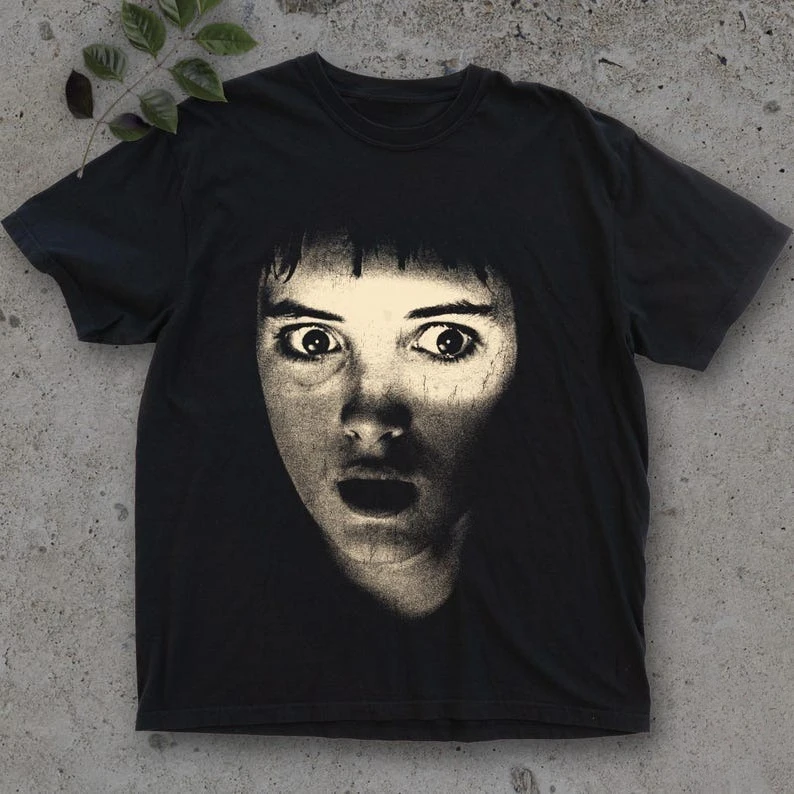 Winona Lydia Deetz Beetle T-shirt Horror Goth Grunge 90s Vintage Gothic Halloween Tee Clothing Women T-shirts Goth Emo Tops
