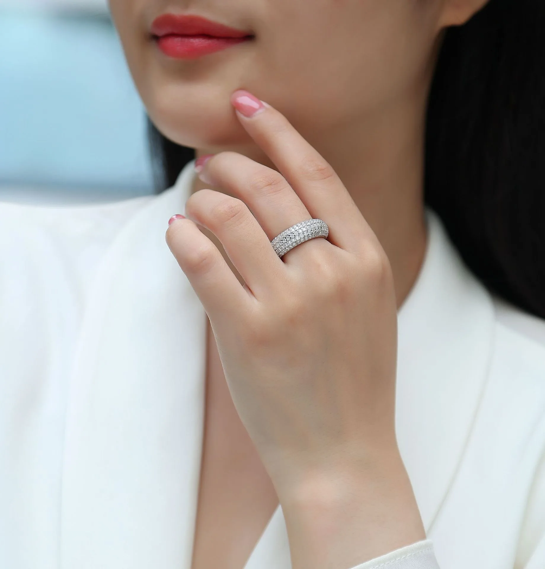 6 Rows D Color Moissanite Eternity Band Wedding Ring 925 Sterling Silver Fine Jewelry Engagement Rings Pass Diamond Tester Gift