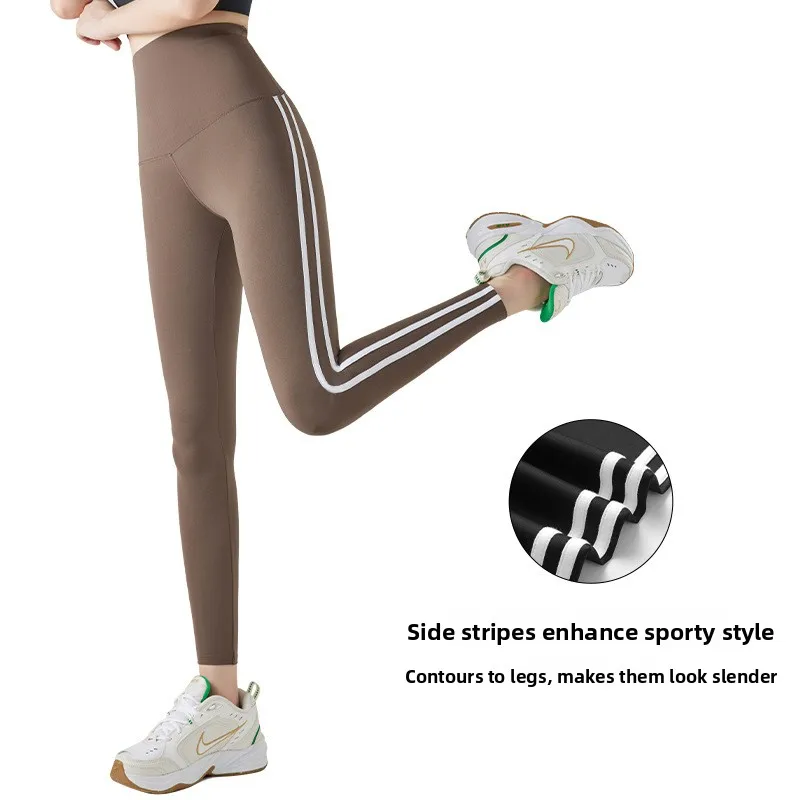 2025 Nuovi pantaloni da yoga slim fit elastici in pelle arca Abbigliamento da esterno da donna Pantaloni da yoga sportivi in nylon a vita alta a nove punti