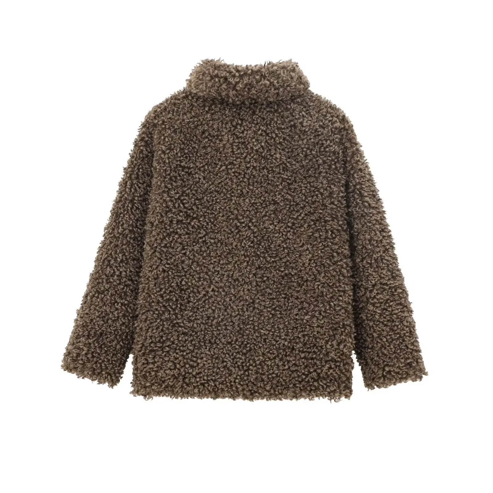 Women's Fashion Style Faux Fur Effect Short Coat Women Brown Teddy Fleece Coat Oversized Lapel Warm Fuzzy Jacket For Winter UA9P