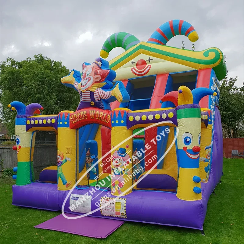 Dual Lane Bouncy Castle Circus Slide Inflatable Entertainment For Children