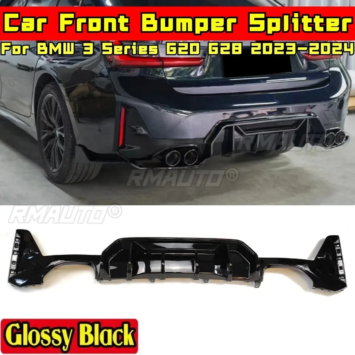 For BMW 3 Series G20 G28 2023-2024 Body Kit Rear Bumper Lip Diffuser Protector Rear Bumper Spoiler Splitter Car Accessories