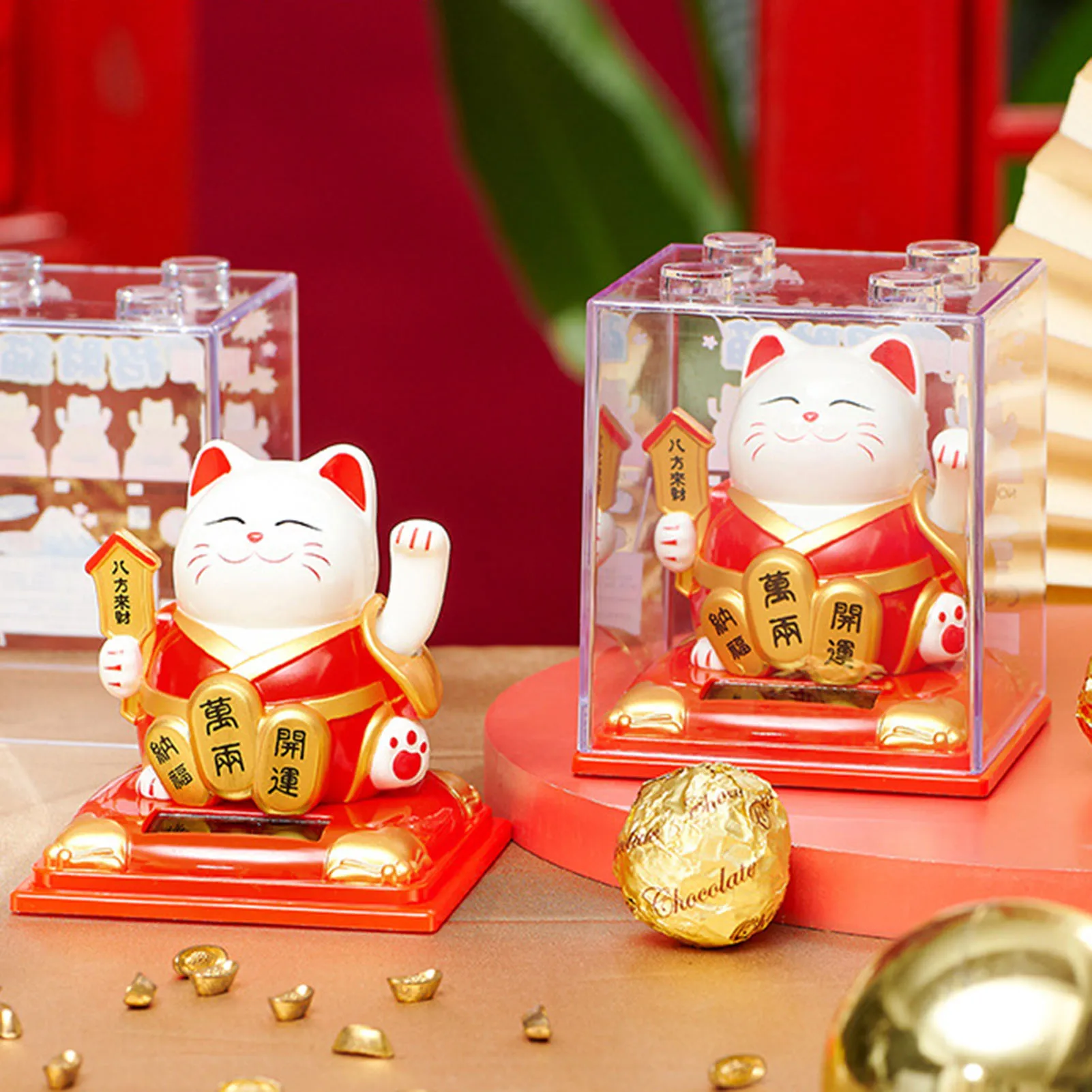 Energia solare sventolando gatto fortunato ornamenti figurine sventolando mano zampa porta fortuna Maneki Neko negozio artigianato arredamento