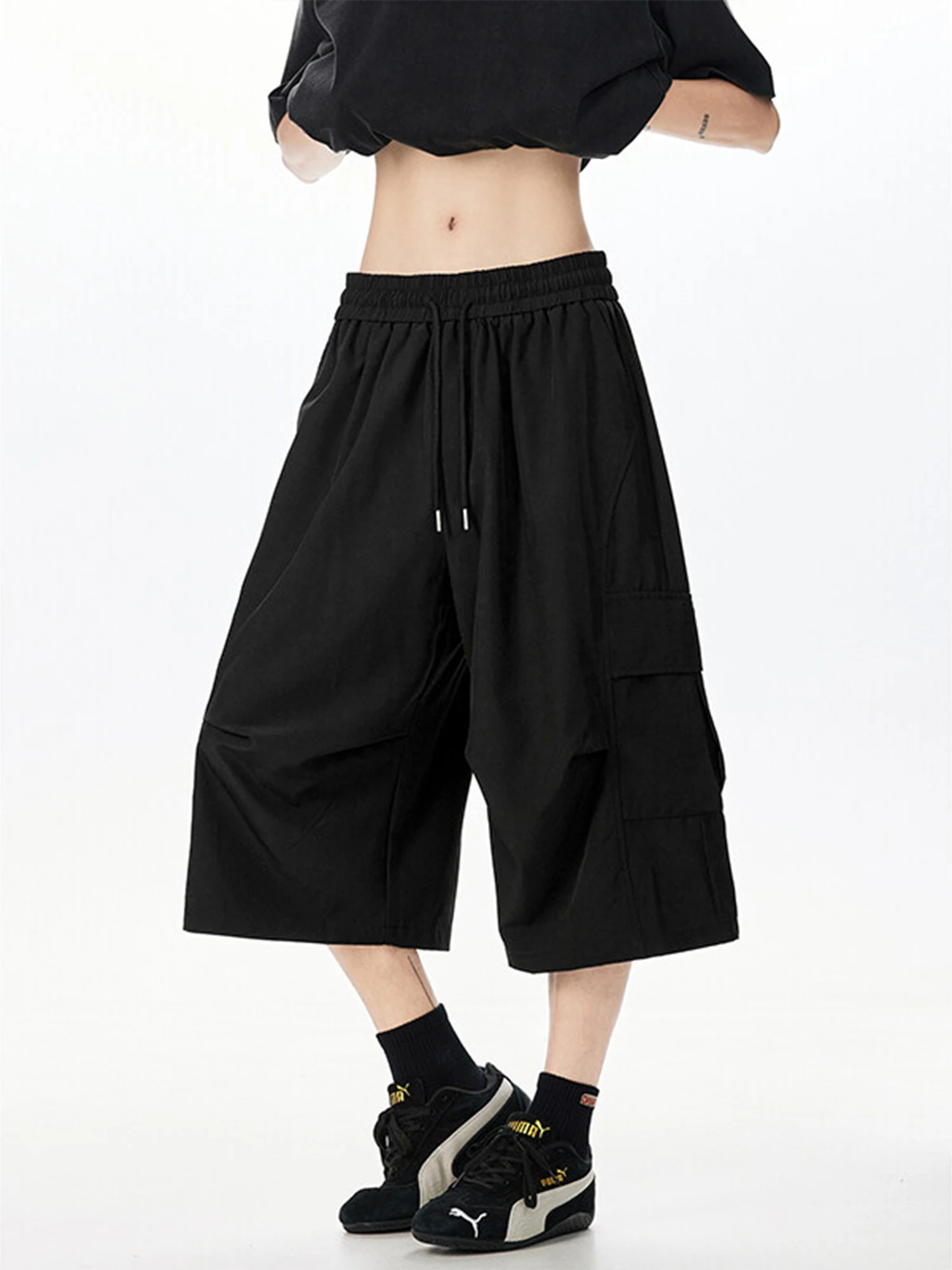 الرجال الصيف رقيقة الحرير الجليد عمال orts عادية فضفاض مستقيم الساق كوي الجافة واسعة الساق عادية 7/8 طول بنطلون