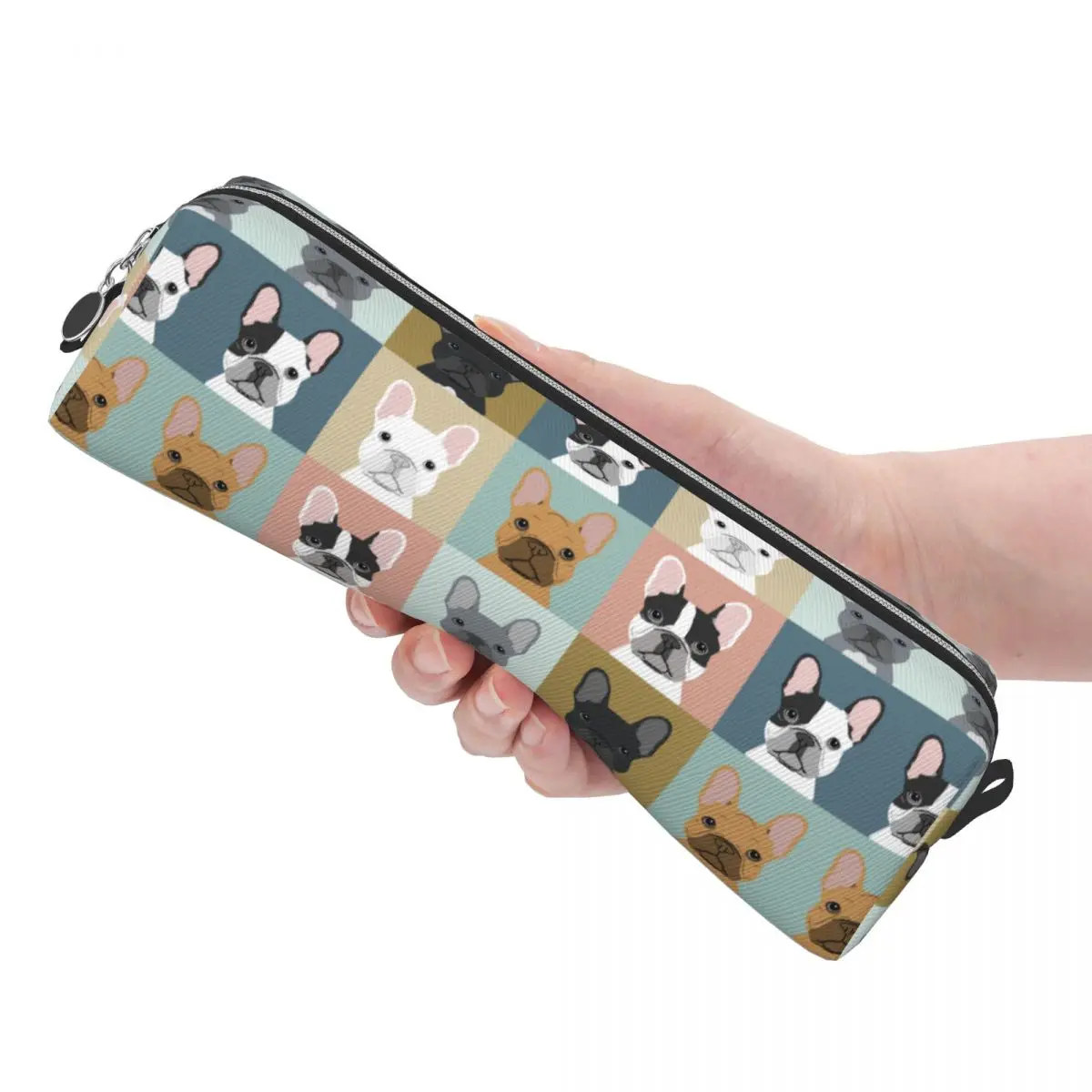 Estojo de lápis para cachorro buldogue francês, caixa de caneta para cães da moda, armazenamento grande para crianças, material escolar, caixa de lápis com zíper