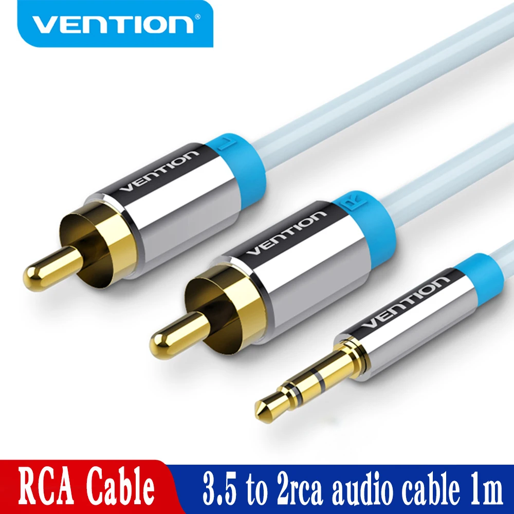 Vention-Cable de Audio estéreo de alta fidelidad para cine en casa, conector auxiliar de 1m, divisor de 3,5 Y para amplificadores de Audio, 2RCA a