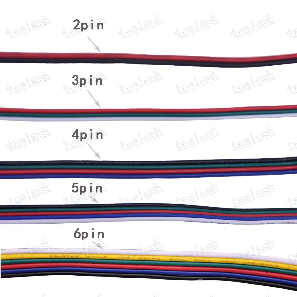 10m 50M 2pin 3pin 4pin 5pin 6PIN Electric Wires 22AWG 20AWG 18AWG WS2812B  5050 RGBW Flexible LED Cable Connector Extension Wire