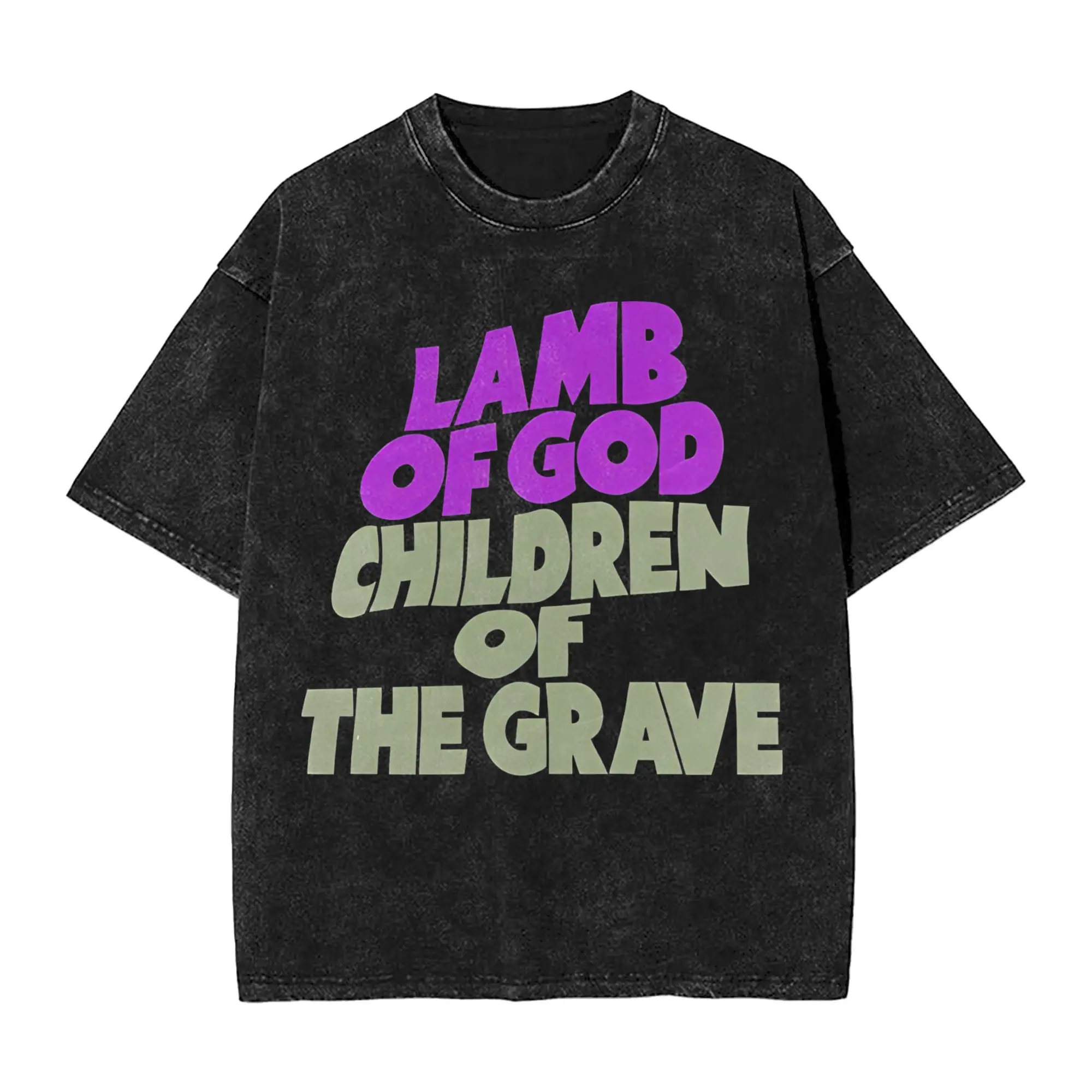 خروف الله أطفال القبر x السبت الأسود العودة إلى البداية تي شيرت قصير الأكمام تي شيرت س الرقبة موضة تي شيرت