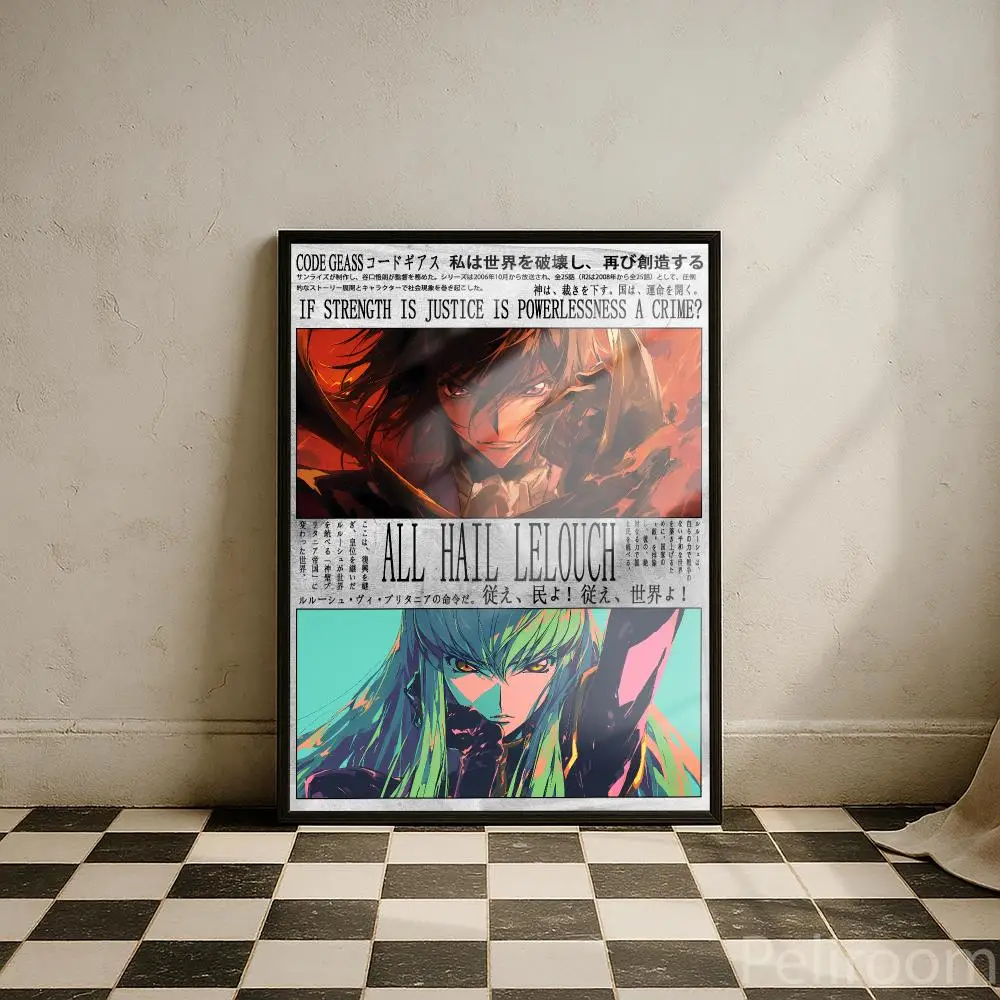 Code Geass Anime Manga Poster Peelable Self-Adhesive Stickers, Frameless Wall Art Decals for Bedroom Living Room Home Decor
