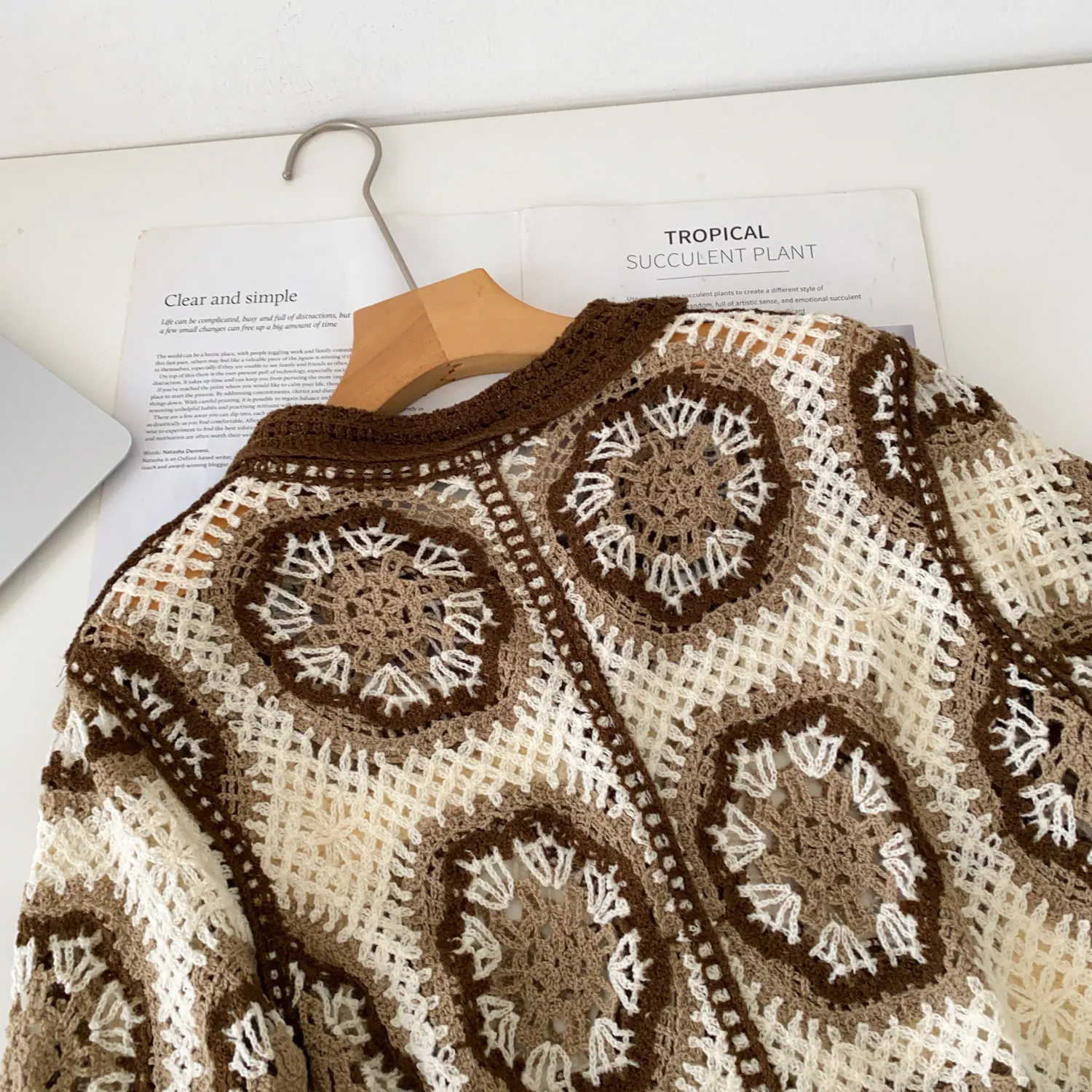 Short Sleeve Button Up Crochet Top Boho Chic Open Knitted Floral Lace Blouse Shirt for Women Summer Beach Cover-up Resort Wear