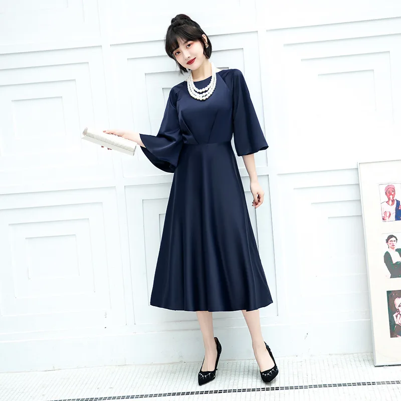 

Новое вечернее платье Ele Multi-Color для женщин, модель 2025 года, для eBay, трансграничная продажа, миди, с завышенной талией, из шелковой ткани, можно носить на каждый день