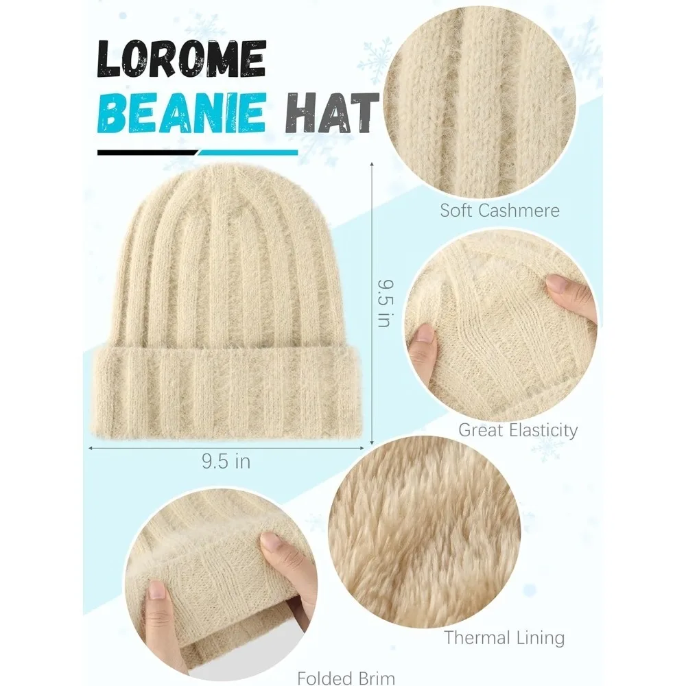 الشتاء قبعة قبعة وشاح قفازات، الدافئة الصوف متماسكة قبعة وشاح طويل الرقبة أدفأ شاشة تعمل باللمس قفازات الشتاء مجموعة هدايا للنساء