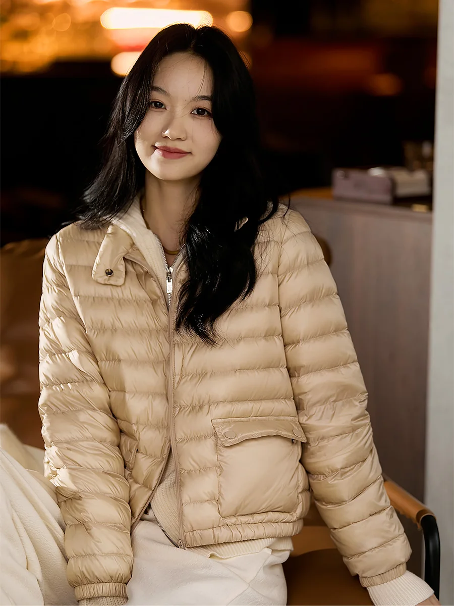 

Куртка Xhange теплая, легкая, из гусиного пуха, с воротником-стойкой, износостойкая, с мягкой текстурой, нейлоновая, для офиса и повседневной носки, ветрозащитная, на молнии