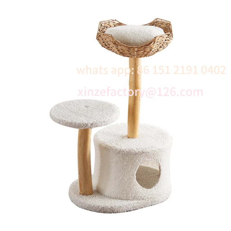 

Customizable climbing cat nest tree integrated solid wood cat jumping platform covers an area of sisal cat pillar space