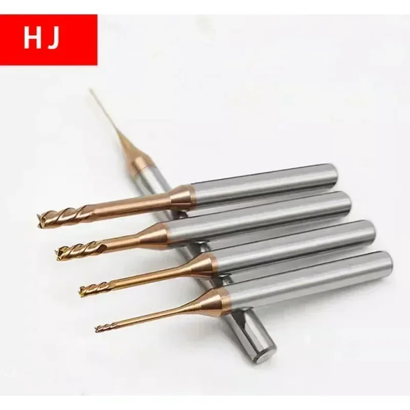 10PCS HRC55 Micro-end Deep Groove End Mill Micro-diameter CNC Long Neck Flute Alloy Tungsten Carbide CNC Milling Cutter Tools