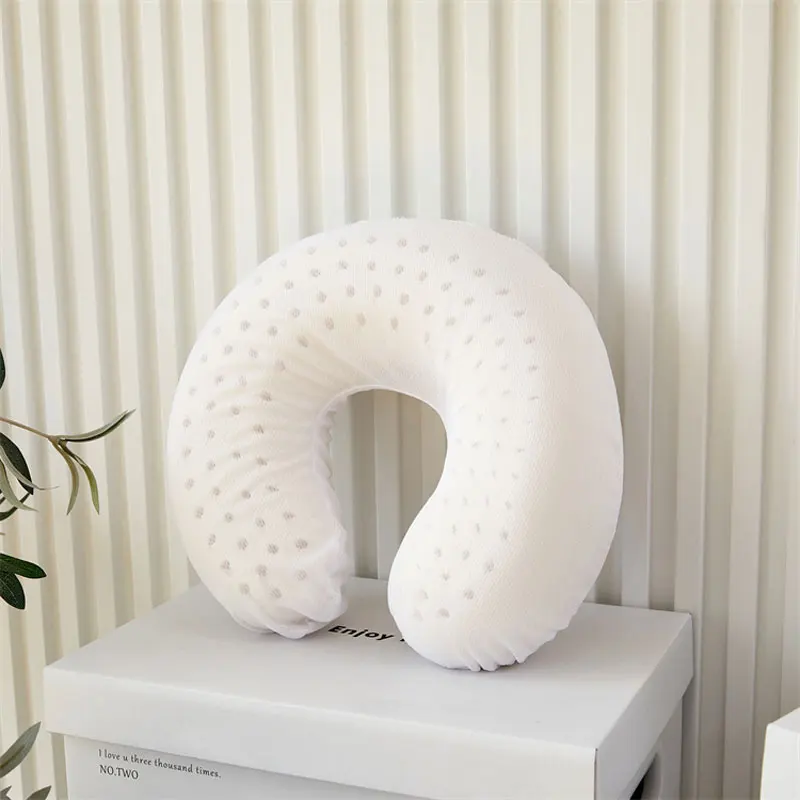 Nature Latex U-shaped Pillow Portable Travel Nap Almohada Office Lunch Break Airplane Sleeping Neck Pillow Removable Washable