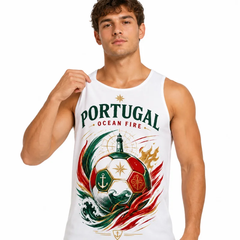 

Men Soccer Tank Top Portugal Graphic Sleeveless Vest Summer Muscle Shirt Racerback Gym Beach Casual Fan Streetwear Workout Top