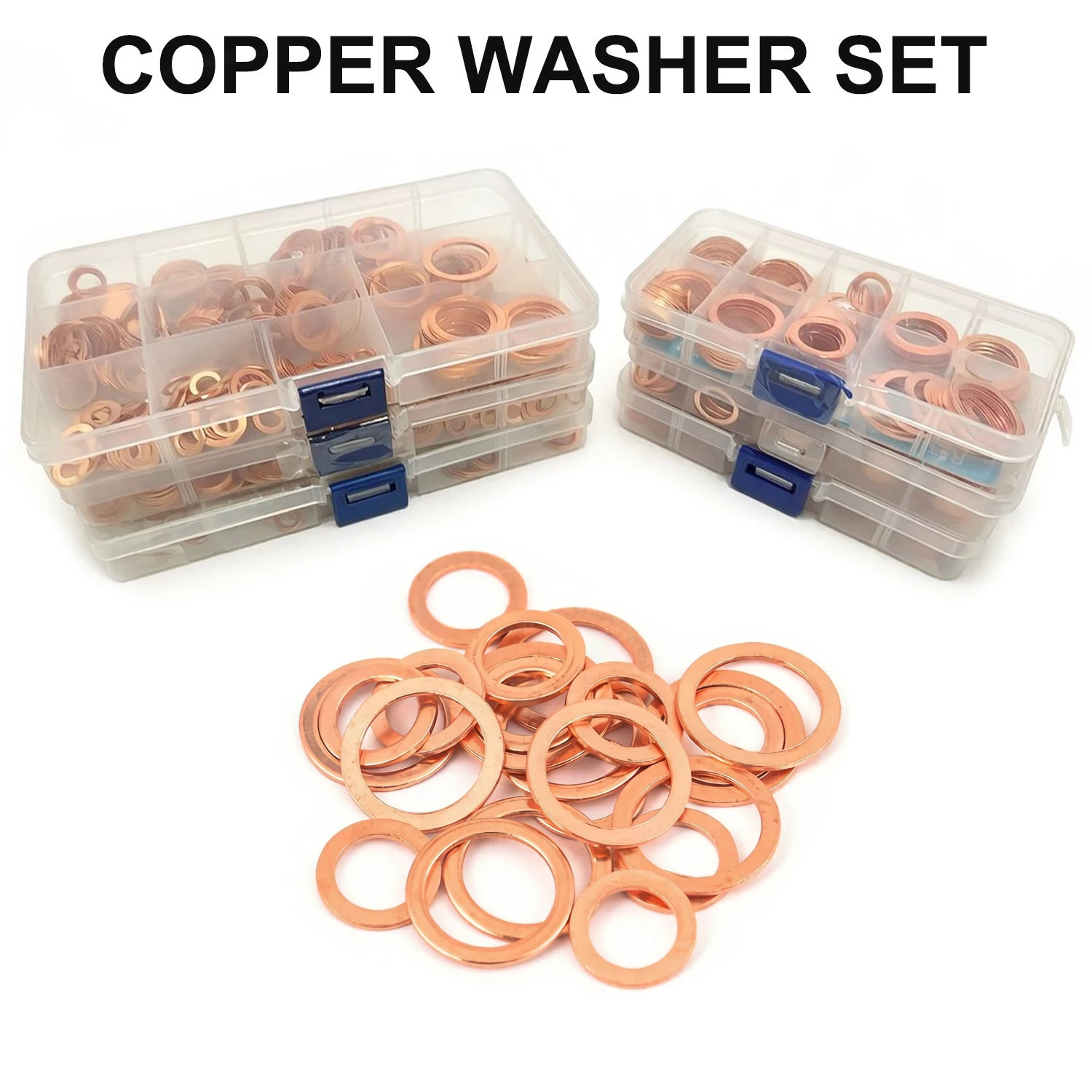 1 Box Coppers Sealing Washers Assortment Kit, High Temp Crush Washers Flat Gasket Set for Automotive Plumbing Hydraulic Systems