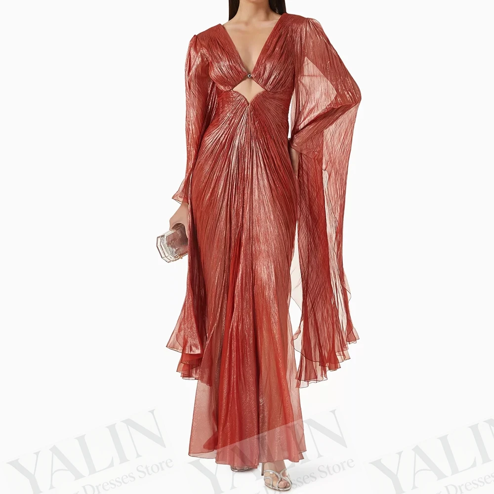 Women's A-Line Floor-Length V-Neck Prom Dress