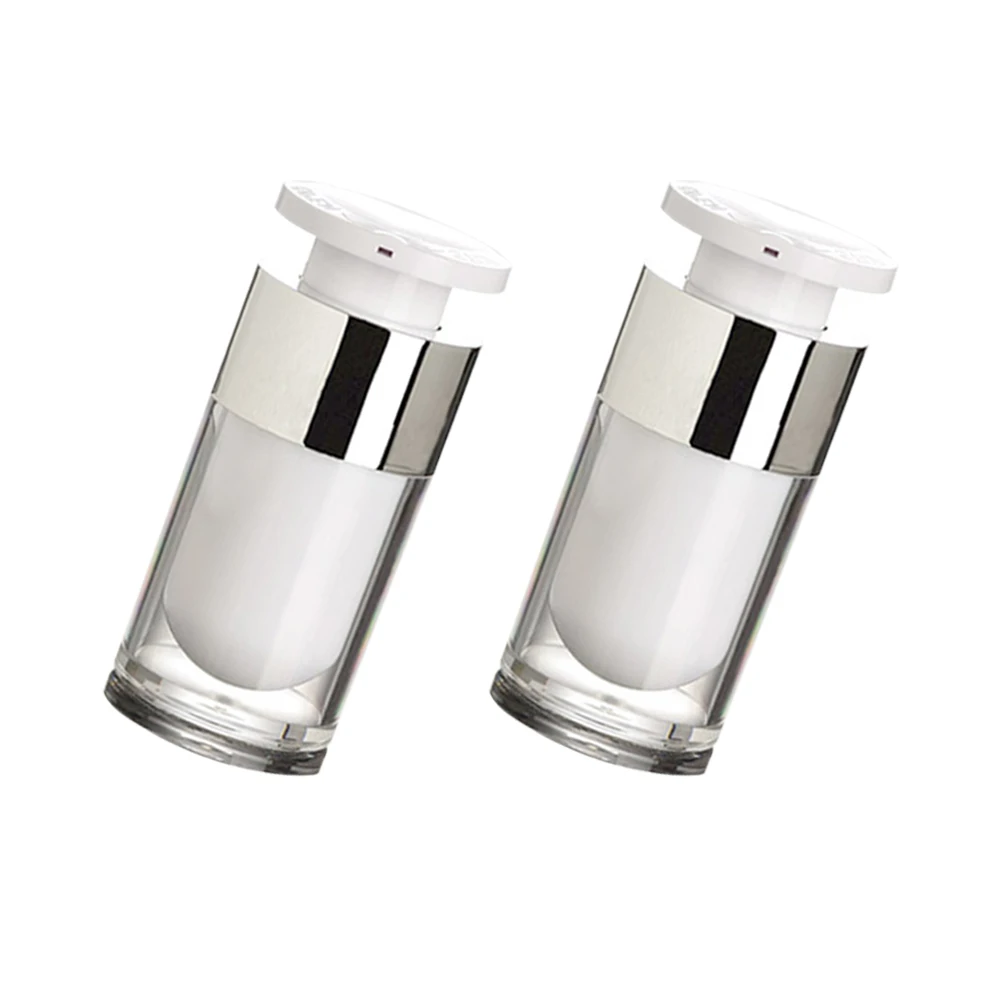 

2Pcs Vacuum Cream Bottle 30ml Portable Travel Bottles for Lotion White Refillable Containers Sealed Plastic Bamboo Material