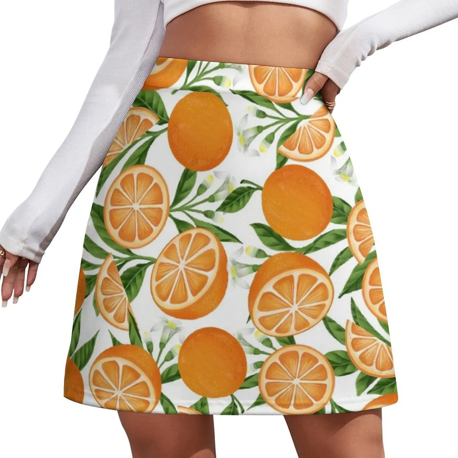 

Orange Fruit Pattern Mini Skirt School uniform womans clothing Summer skirt