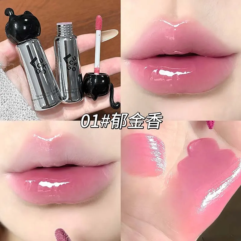 

Black Cat Mirror Lip Gloss Hydrating Lightweight Wet Look Glass Effect for Students Daily Brightening Gentle Soft Color