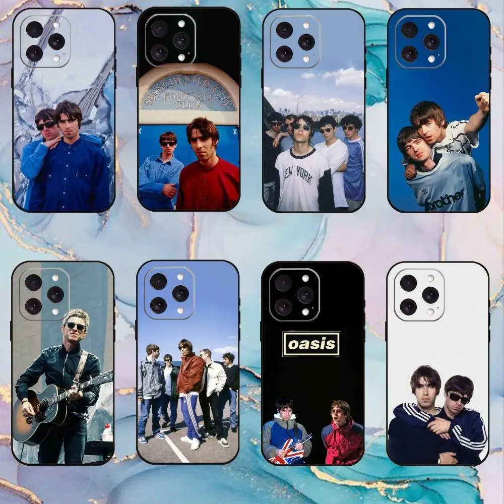 

O-Oasis Rock Band Phone Case For iPhone17,16,15,14,13,12,11 Plus,Pro Max Soft Black Cover