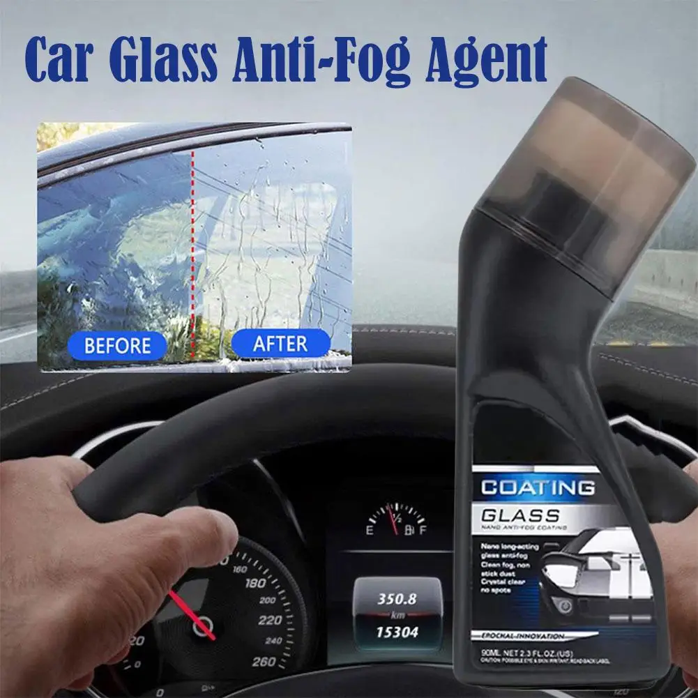 90ml Car Anti-fog Spray Glass Antifog Coating Agent With Cleaning Cloth For Auto Windows Windshield Glass Rearview Mirror Cleane