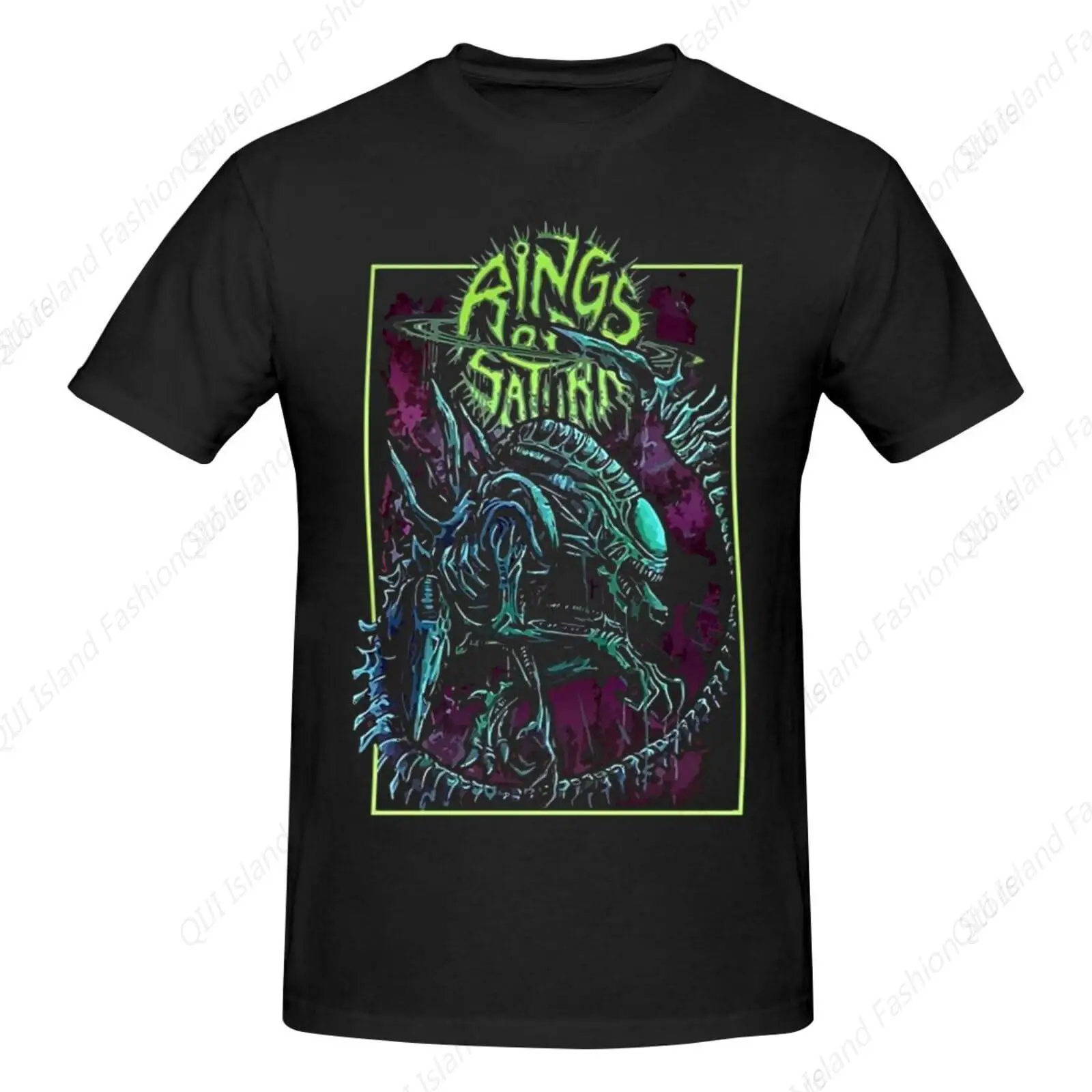 Rings Music of Saturn Band Shirt Men's Cotton Short Sleeve T-Shirt Classic Crew Neck Casual Top White