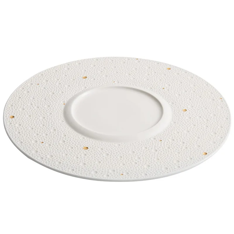 

Bead Dot Top Plate Premium Hotel Restaurant Cuisine Plate Ceramic Steak Pasta Plate