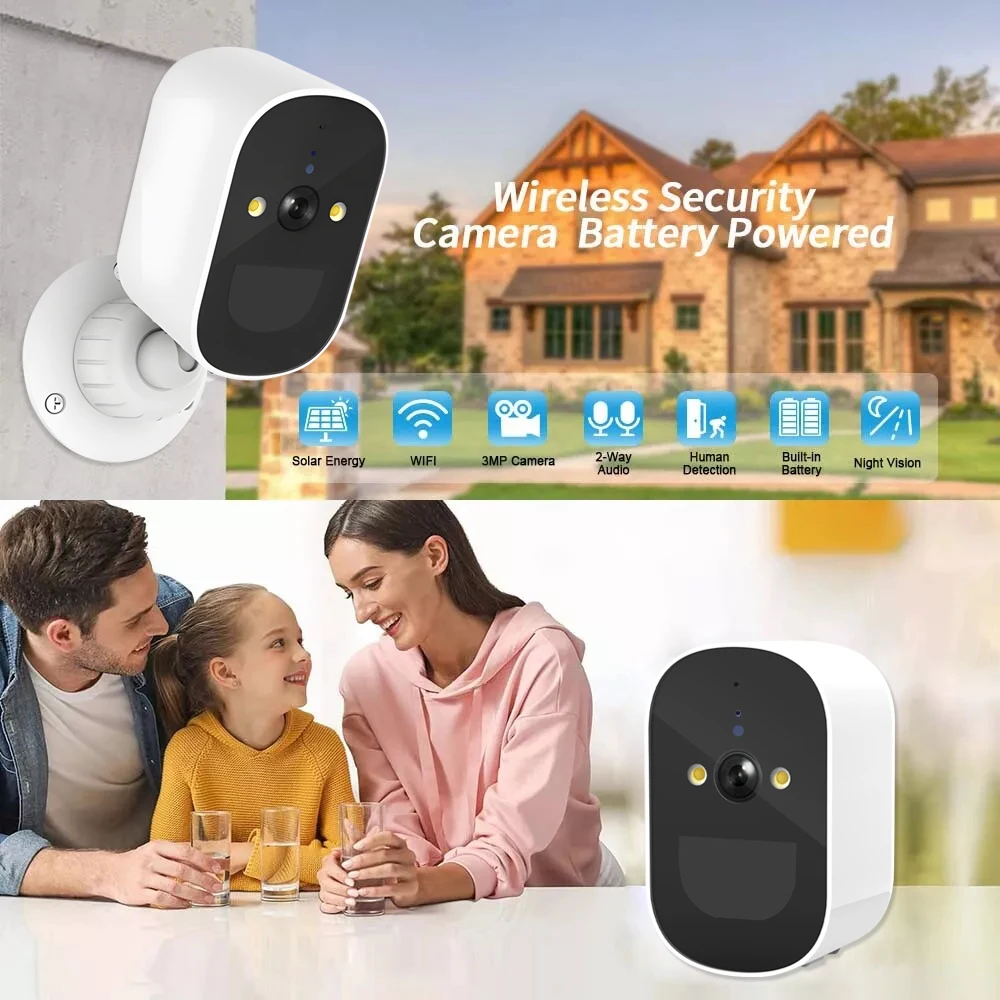 Solar Powered 1080P Security Camera PIR Body Induction WiFi Camera Outdoor Wireless Night Vision Surveillance Camera