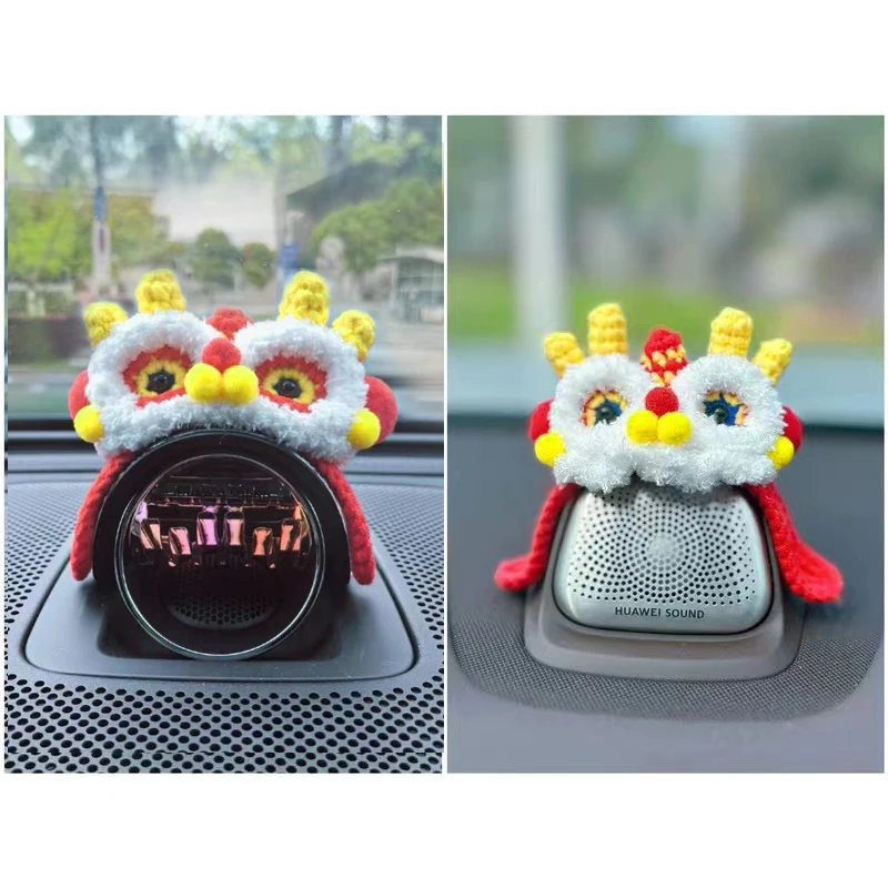 for AITO M9 M5 M7Ultra S7 sound cap, Chinese lion dance speaker decoration, cute and interesting handmade crochet