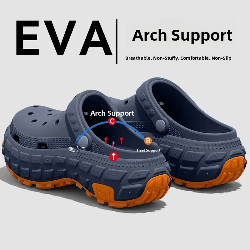 Men's 2026 New Summer Outdoor Wear Thick Bottom Wear-Resistant Stream Trudging Headed Clog Shoes Casual Breathable EVA Slip-O...