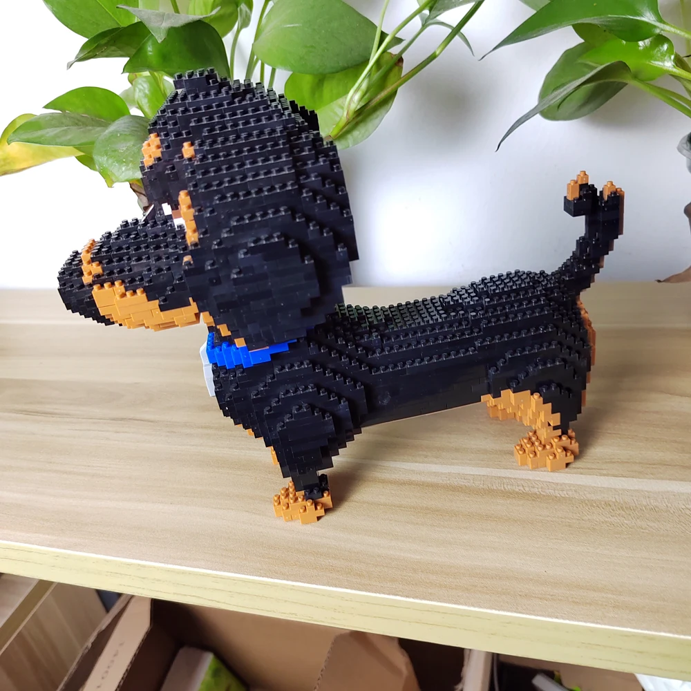 Dachshund Dog Model Micro Mini Building Blocks Toys: Pet Lovers Cat Decor and Gifts – Perfect for Family Bonding Hands-on Skills